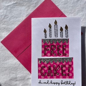 Free Cake Happy Birthday Card