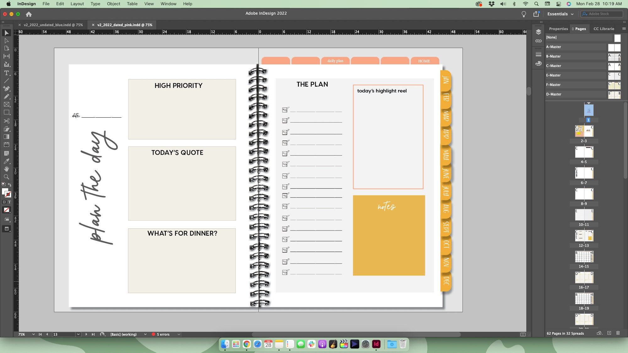 Digital Planner DIY Template, Indesign Digital Planner Template ...