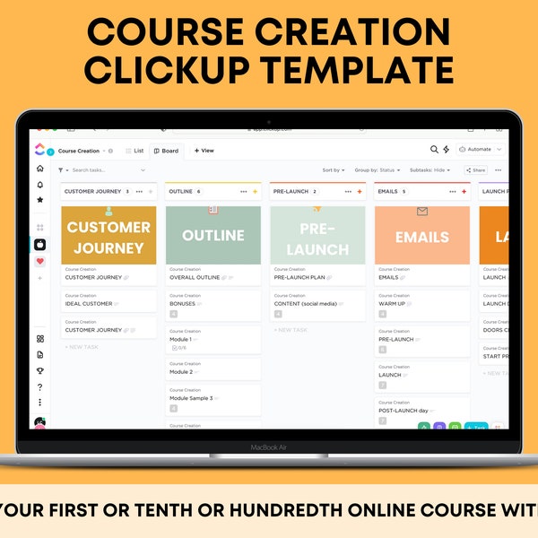 ClickUp Template for Business, Course Creation ClickUp Template, Course Creation Template, Plan an Online Course