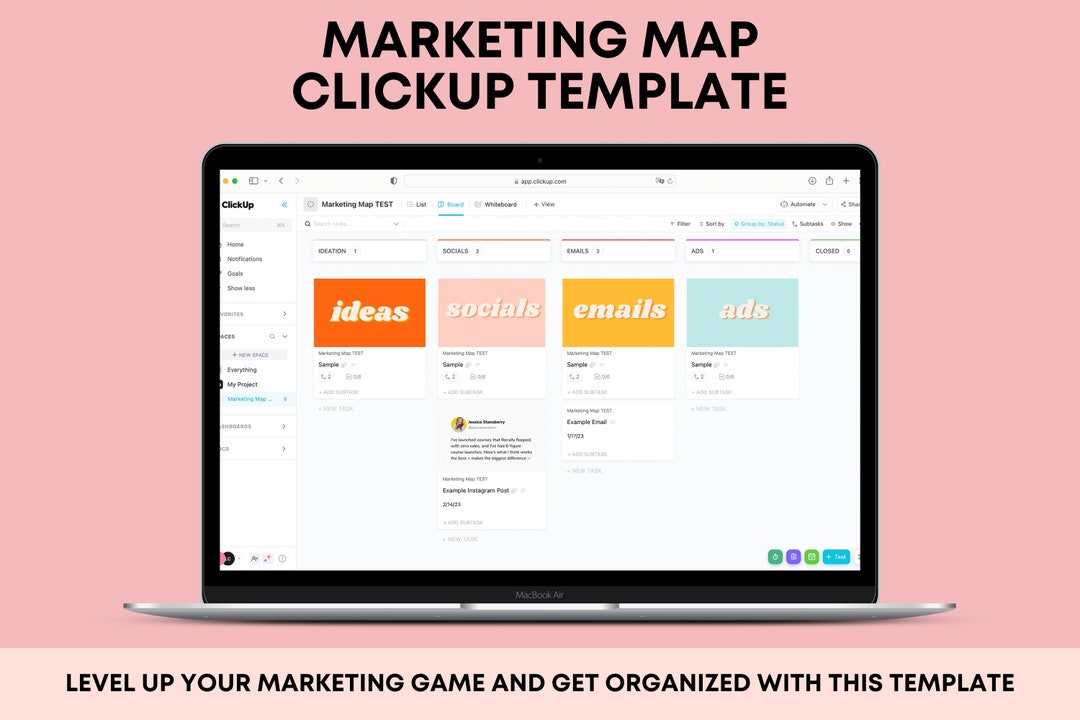Marketing Clickup Template, Clickup Template for Business, Marketing