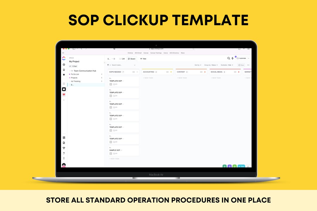Buy SOP Template, Standard Operation Procedure Business Template ...