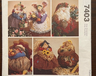 Roly Poly Holiday Centerpieces Decor Christmas Holiday Sewing Pattern McCalls 7403 Uncut