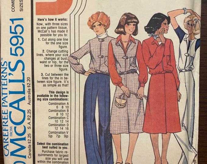 Jacket or Vest Skirt and Pants Vintage 1978 Womens Misses Sewing ...