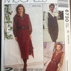 Loose Straight Fitting Jumper in Two Lengths Womens Misses Sewing Pattern McCalls 6730  Uncut Size 20 22 24