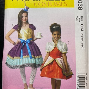 Costume Dresses Childs Girls Costume Sewing Pattern McCalls Costumes 7036 Uncut Size 7 8 10 12 14