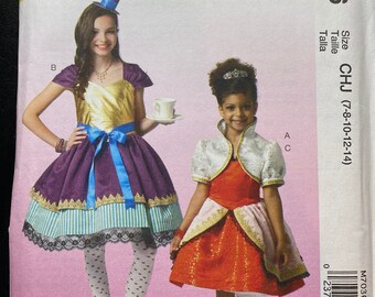 Costume Dresses Childs Girls Costume Sewing Pattern McCalls Costumes 7036 Uncut Size 7 8 10 12 14