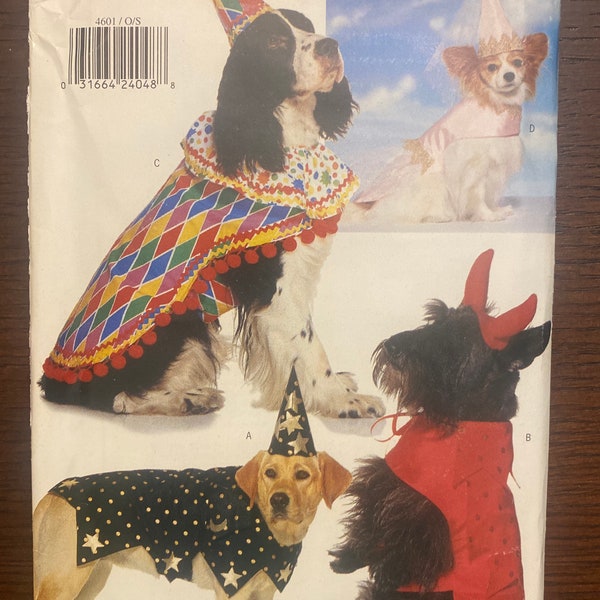 Costumes for Dogs Clown Wizard Devil Princess Dog Canine Halloween Dress Up Costumes Sewing Pattern Butterick 4601 Uncut XS-L