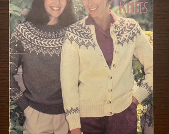 Knit Cardigans Sweaters Womens Mens Unisex Knitting Pattern Book Patons Fair Isle Knits Beehive Book 435