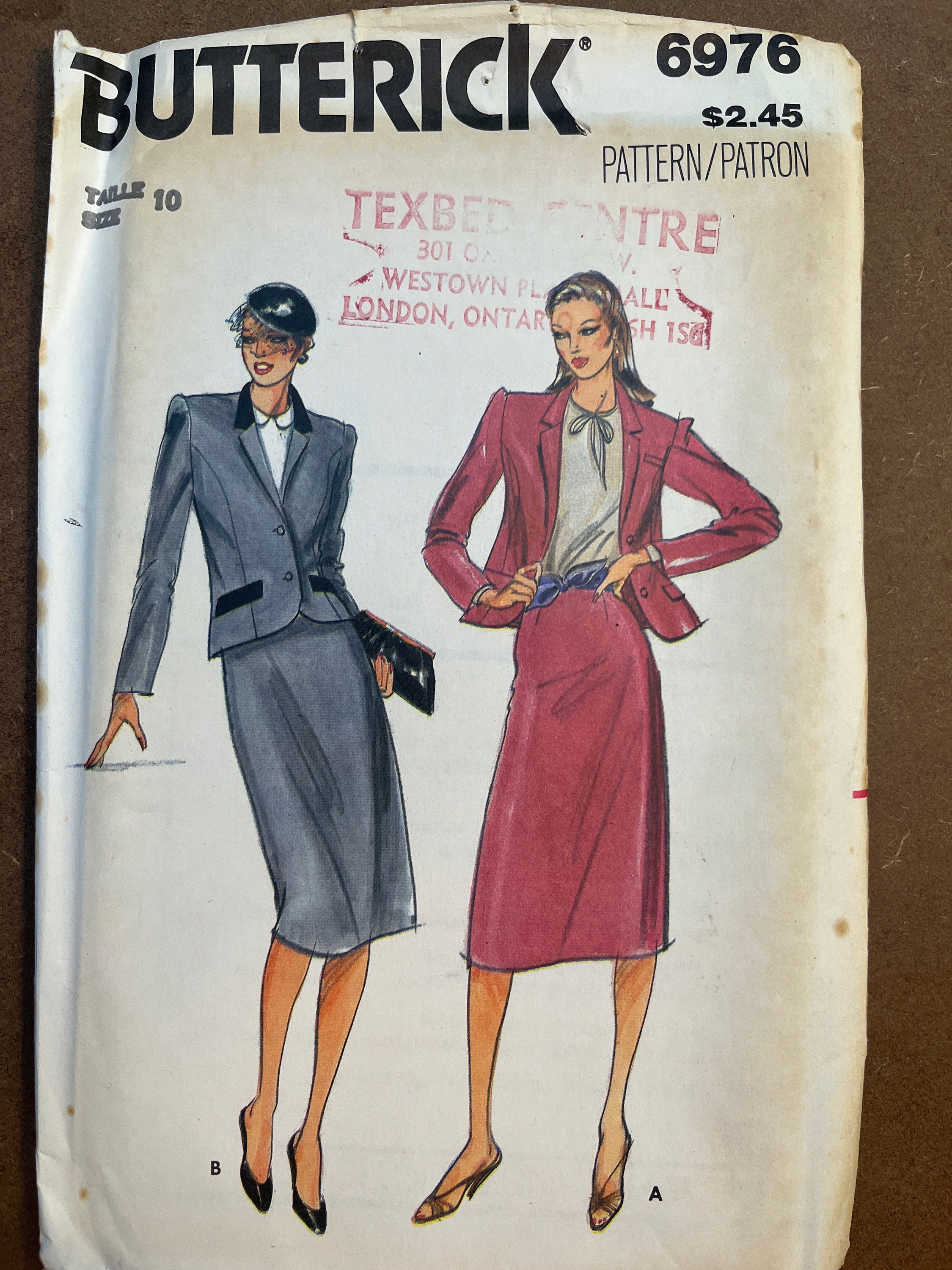 Straight Skirt and Jacket Vintage Womens Misses Sewing Pattern Butterick 6976 Uncut Size 10