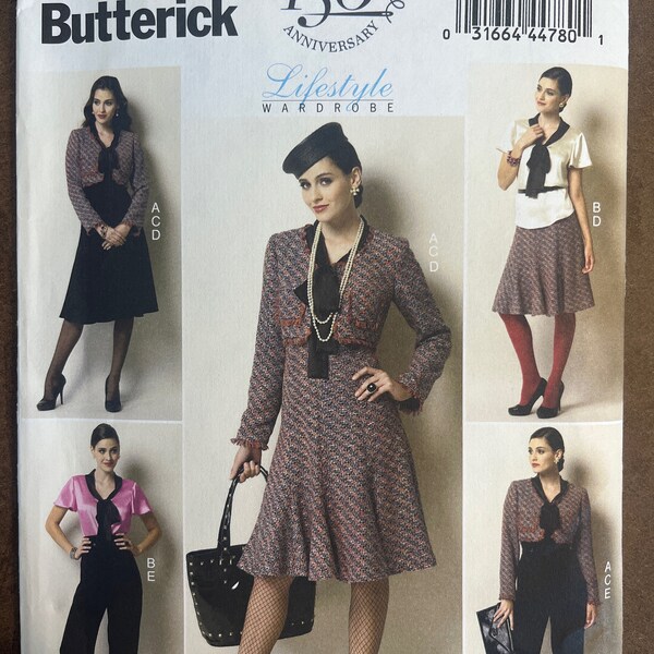 Jacket Blouse Skirt and Pants Womens Misses Sewing Pattern Butterick 5859 Uncut Size 6 8 10 12 14