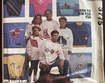 The Creative Sweatshirt Womens Misses Mens Unisex Sewing Pattern McCalls 3775 Uncut Size Mens and Womens XS - XL