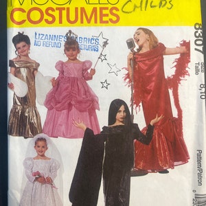 Girls Straight Dress Glamour Costumes Childs Costume Dress Up Sewing Pattern McCalls 8307 Uncut Size 8 10