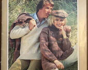 That Natural Look Beehive Book 507 Vintage Womens Mens Childrens Cardigans Pullover Tops Knitting Pattern Book