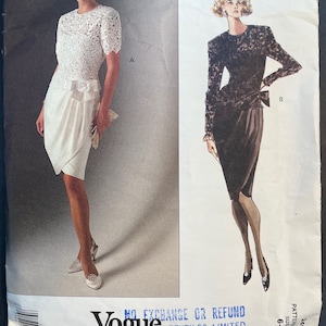 Robe moulante à bretelles et patron de couture du haut Vogue American Designer 2492 Manches longues et 10 lignes Taille 6 8 10
