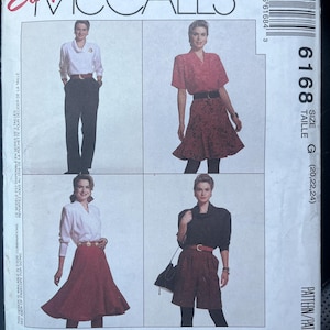 May include: A sewing pattern for a skirt and shorts. The pattern is from McCall's and is part of the Woman's Day Collection. The pattern is for sizes G (20, 22, 24). The pattern is called "Cut-to-Fit" and is for a skirt and shorts.