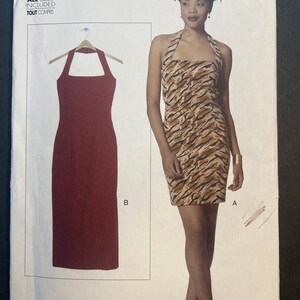 Close Fitting Straight Halter Dress Womens Misses Sewing Pattern Vogue 9811 Uncut Size XS-XL 6-22