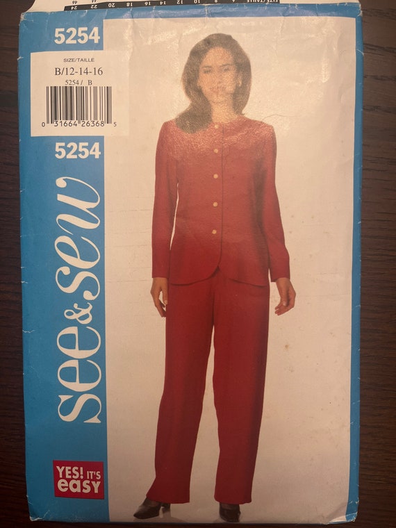 Loose Fitting Top and Straight Leg Elastic Waist Pants Womens Misses Sewing  Pattern Butterick See and Sew 5254 Uncut Size 12 14 16 -  Canada