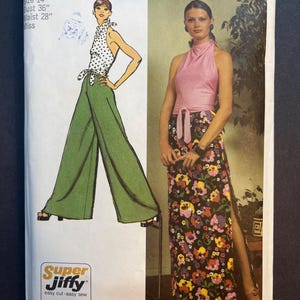 Top dos nu partiellement coupé, jupe, jupe et jupe vintage 1972 pour femmes, modèle de couture pour femmes Simplicity 5305, taille 14
