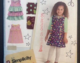 Childs Dress in Three Variations Girls Sewing Pattern Simplicity 2063 Uncut Size 3 4 5 6 7 8