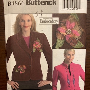 Unlined Jacket with Sleeve and Collar Variations Womens Misses Sewing Pattern Butterick 4866 Uncut Size 6 8 10 12 or 14 16 18 20