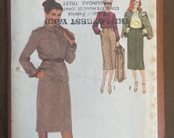 Skirt Blouse and Lined Jacket Vintage 1979 Womens Misses Sewing Pattern Simplicity 9171 Uncut Size 10
