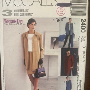 Easy Fitting Jacket in Two Lengths Top Pants and Skirt Womens Misses Sewing Pattern McCalls 2400 Uncut Size 12 14 16 or 16 18 20