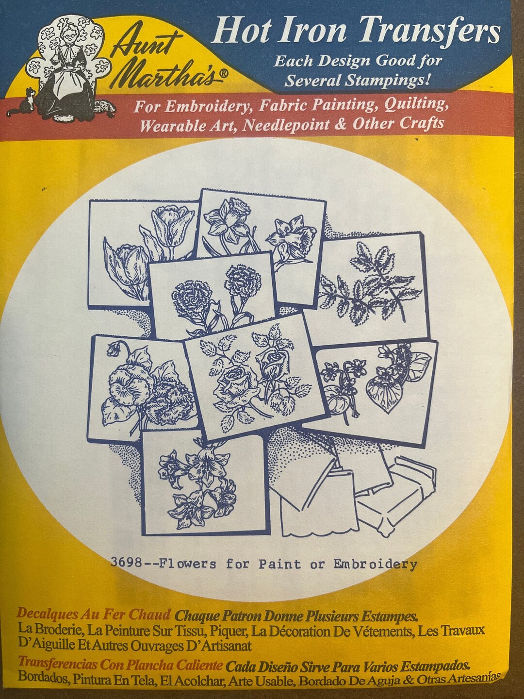 Iron Transfers for Embroidery Fabric Painting Needlepoint Crafts Aunt