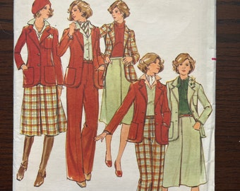 Veste A-Line Jupe et Straight Leg Pantalon vintage Femmes Manque Motif de couture Butterick 4487 non-coupé Taille 12