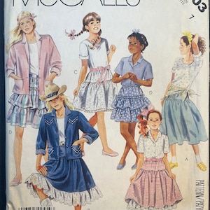 Shirt-Jacket Shirt Skirt Petticoat and Stretch Knit Top Girls Sewing Pattern McCalls 3203 Uncut Size 7