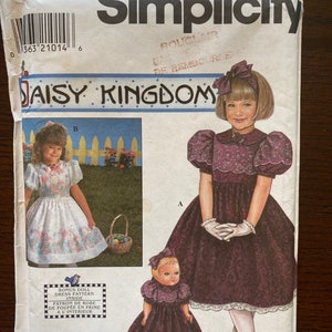 Full Skirt Dress and Dress for 17” Doll Children’s Girls Sewing Pattern Simplicity Daisy Kingdom 7891 Uncut Size 5 6 7 8