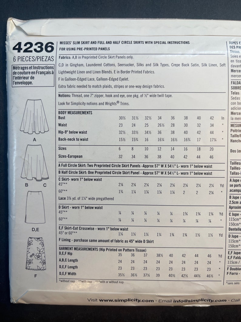 Slim Full and Half Circle Skirts Womens Misses Sewing Pattern ...