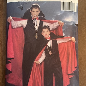 Mens Cape Bow Tie Vest and Pants Adult Halloween Costume Womens Sewing Pattern Butterick 4971 Uncut Size A (mens) XS-L