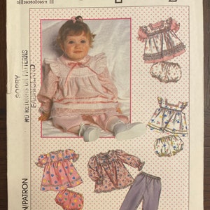 Infant Sundress or Apron Tops Pants and Panties Girls Babies Sewing Pattern Simplicity 9351 Uncut Size 6 Months