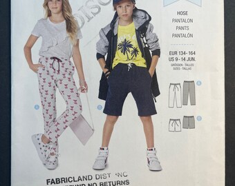 Drawstring Pants or Shorts Boys Girls Unisex Sewing Pattern Burda 9324 Uncut Size 9-14