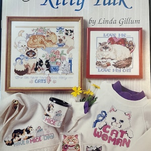 Cross Stitch Pattern Book American School of Needlework Kitty Talk Book 3653