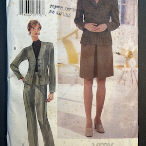 Envelope Discoloured A-Line Skirt Tapered Pants and Above Hip Jacket Womens Misses Sewing Pattern Vogue 9908 Uncut Size 12 14 16