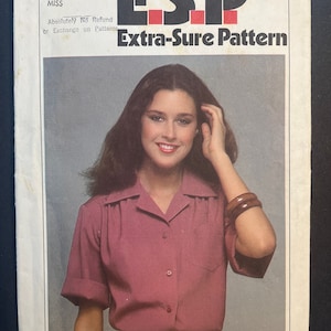 Chemise boutonnée sur le devant, vintage 1979 pour femmes, patron de couture pour femmes, simplicité 8909, coupe complète sur 14 lignes, taille 10 12 14