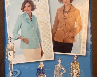 Jacket in Two Lengths with Neckline and Sleeve Variations Womens Misses Sewing Pattern Simplicity 2256 Uncut Size 4 6 8 10 12