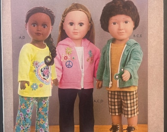 18” Unisex Doll Clothes Doll Craft Sewing Pattern Kwik Sew 4391 Uncut