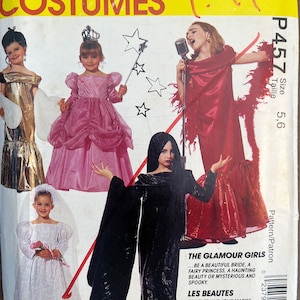 Childs Glamour Costumes Girls Halloween Dress Up Sewing Pattern McCalls 457 Uncut Size 5 6