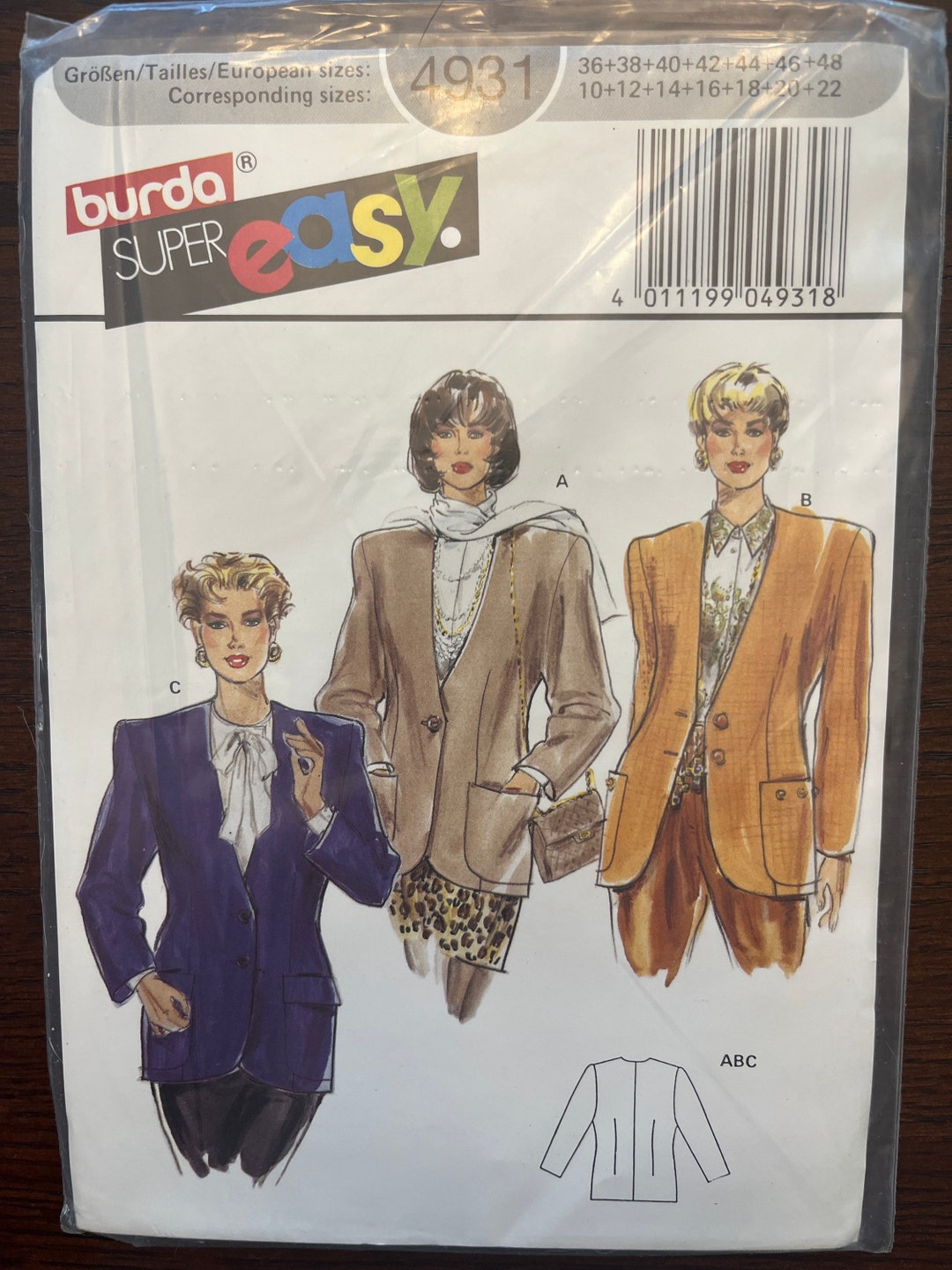 Jacket in Three Variations Womens Misses Sewing Pattern
