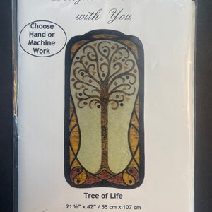 May include: A pattern for a cross stitch design of a tree of life. The design is 55 cm by 107 cm and includes instructions for both hand and machine stitching.