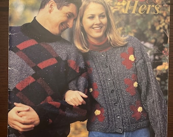 Patons His and Hers Beehive Book 912 Womens Mens Cardigans Pullover Tops Knitting Pattern Book