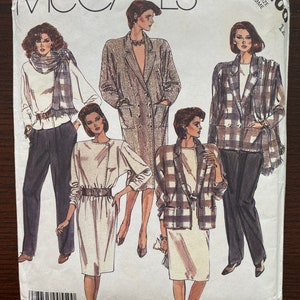 Coat-Dress or Jacket Blouse Skirt Pants and Scarf Womens Misses Sewing Pattern McCalls 2200 Uncut Size 12