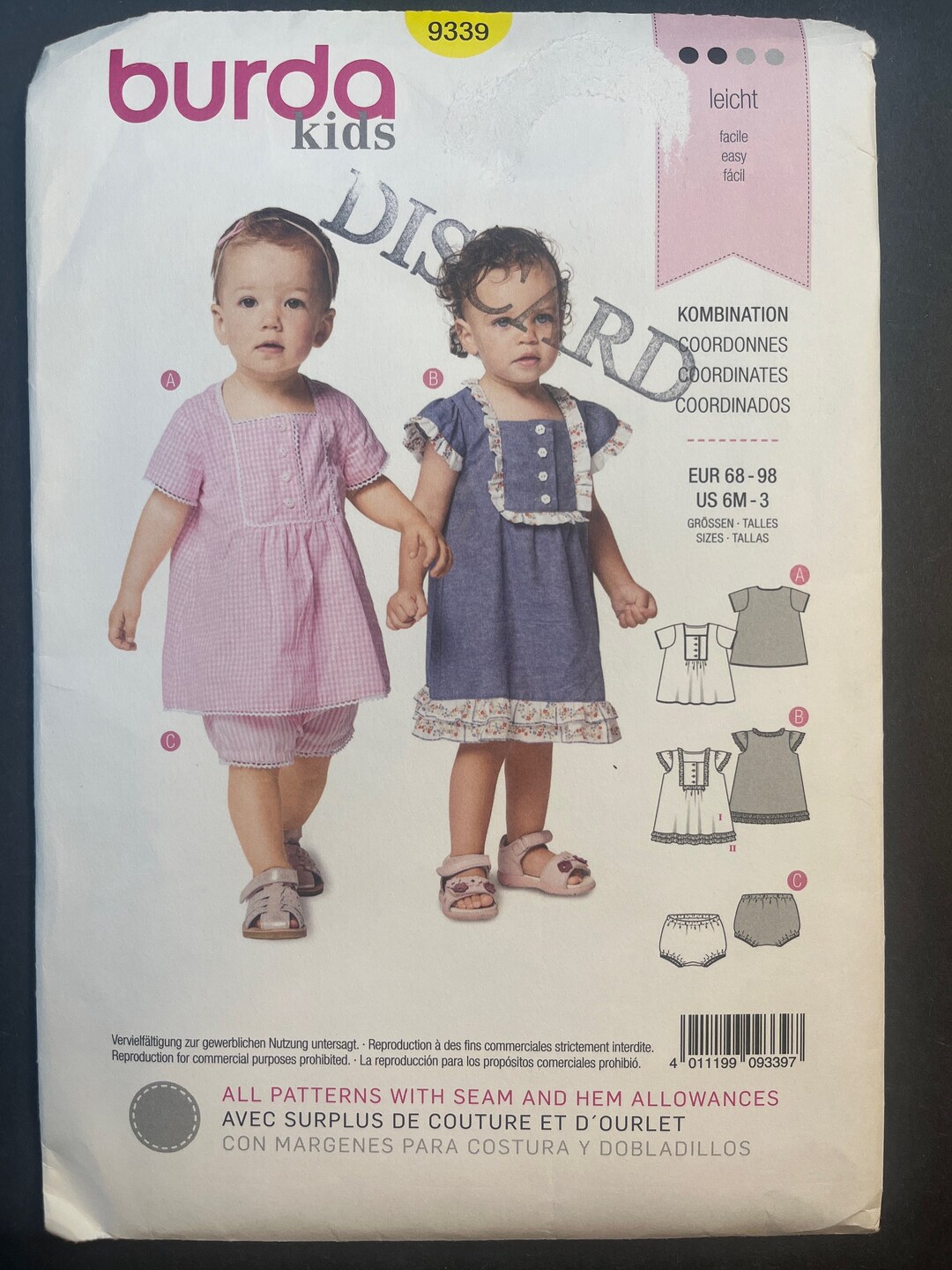Top and Panties Girls Sewing Pattern Burda 9339 Uncut Size 6m 9m 12m ...