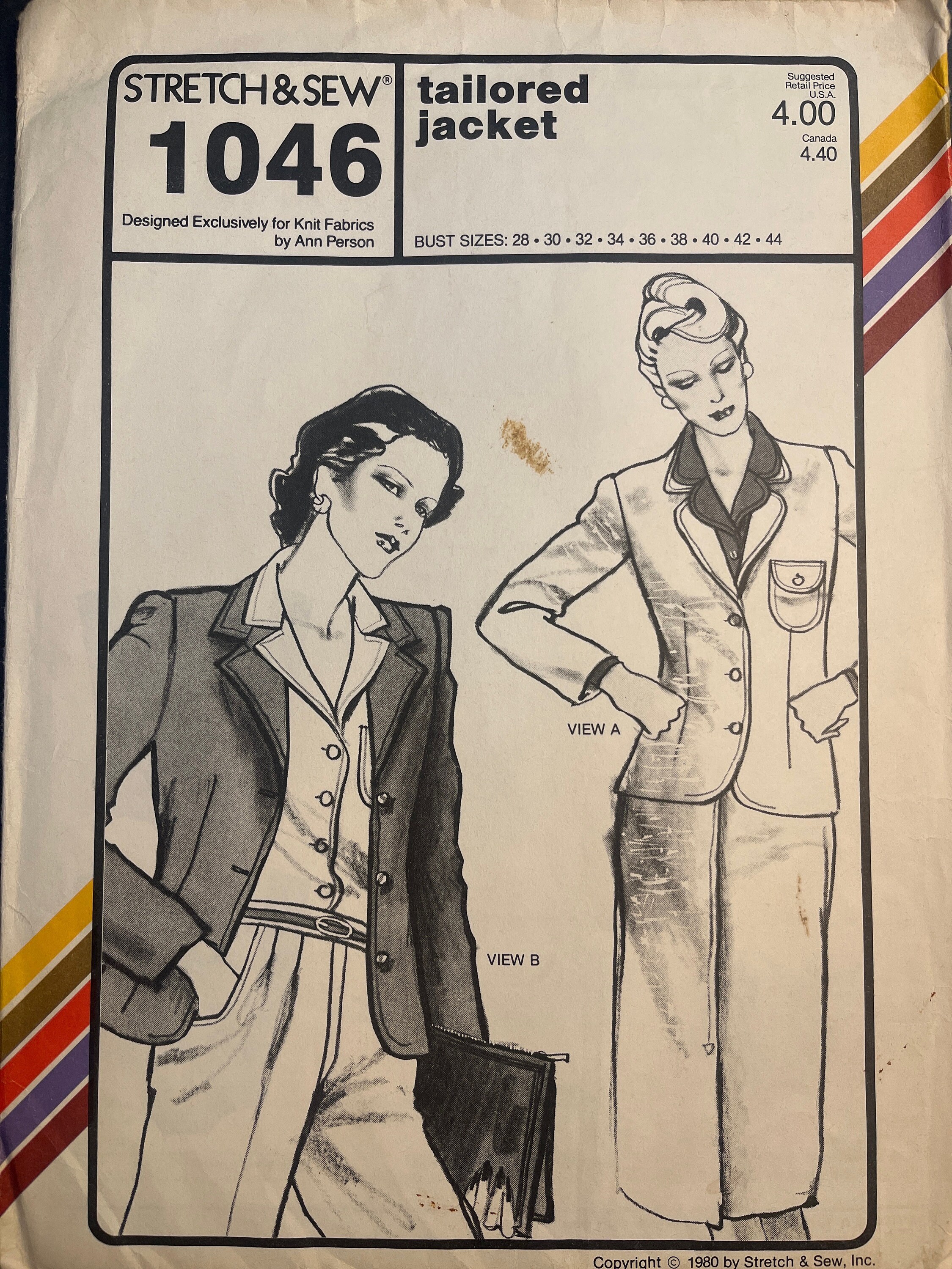 Tailored Jacket Womens Misses Sewing Pattern Stretch Sew 1046