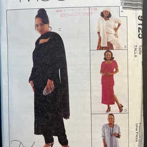 Loose Fitting Jacket Tunic in Two Lengths Pants Skirt Scarf and Hat Womens Misses Sewing Pattern McCalls 9125 Uncut Size 12 14 16