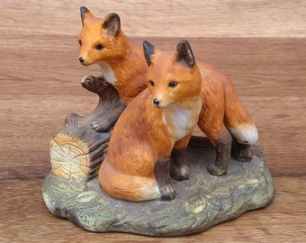 FOX FIGURE FIGURINE FOX FAMILY PAIR OF FOXES GARDEN FOX ORNAMENT GIFT FOX
