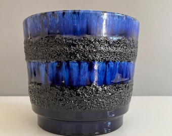 Large vintage planter by SCHEURICH No. 806-19 / blue / West German Pottery / Fat Lava / Flowerpot / WGP / MCM / planter