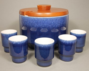 DÜMLER & BREIDEN ceramic punch bowl set form number 802 4L Fat Lava 1960s - Dumler Breiden ceramic punch bowl set pottery cups 1960s WGP